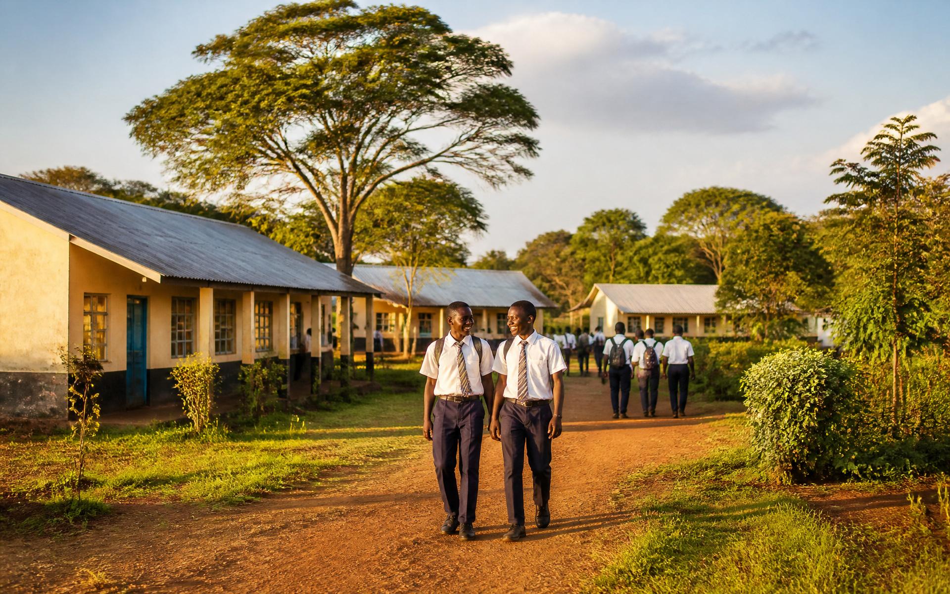 Siaya Central Secondary School campus at golden hour