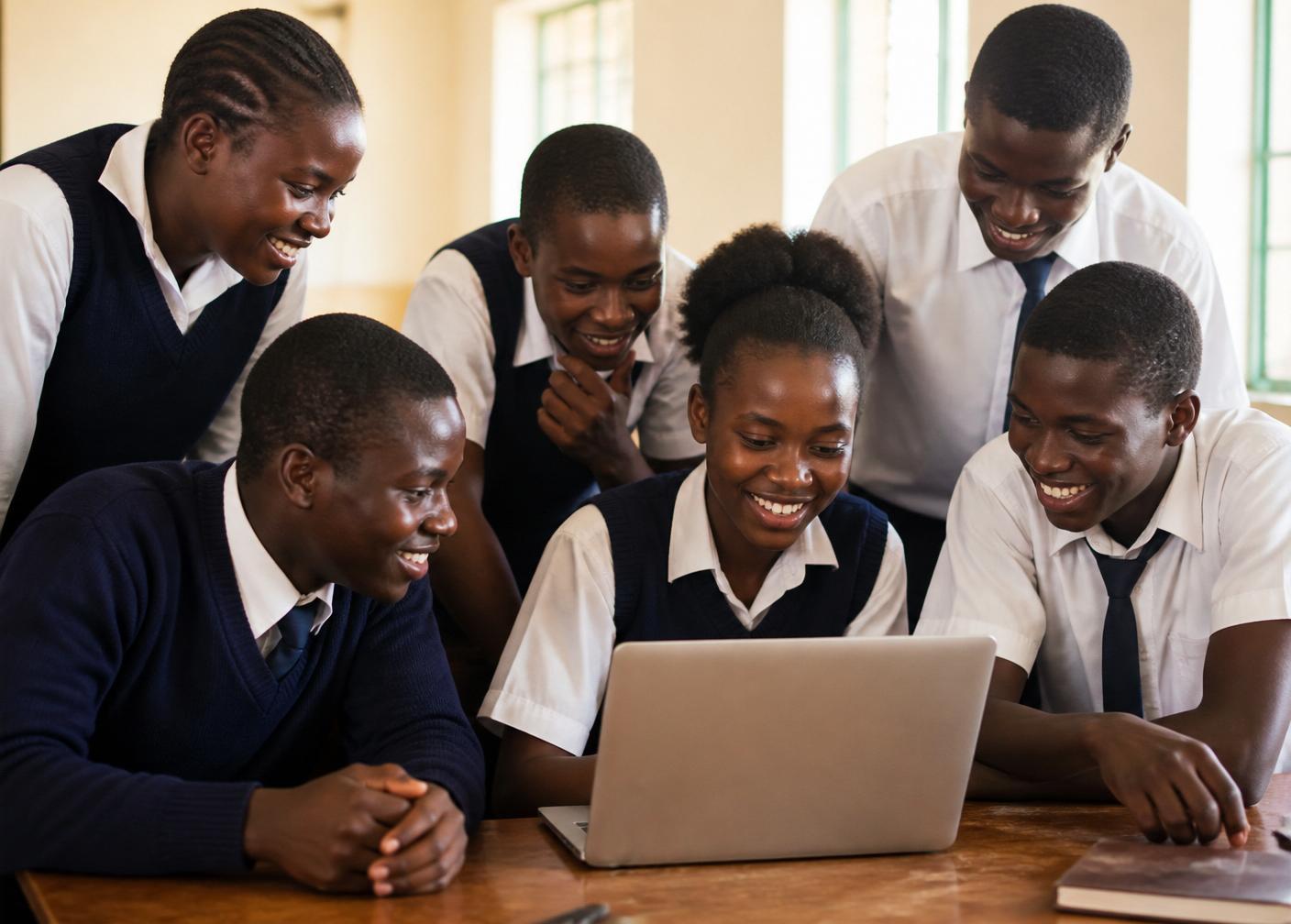 Students collaborating on a laptop